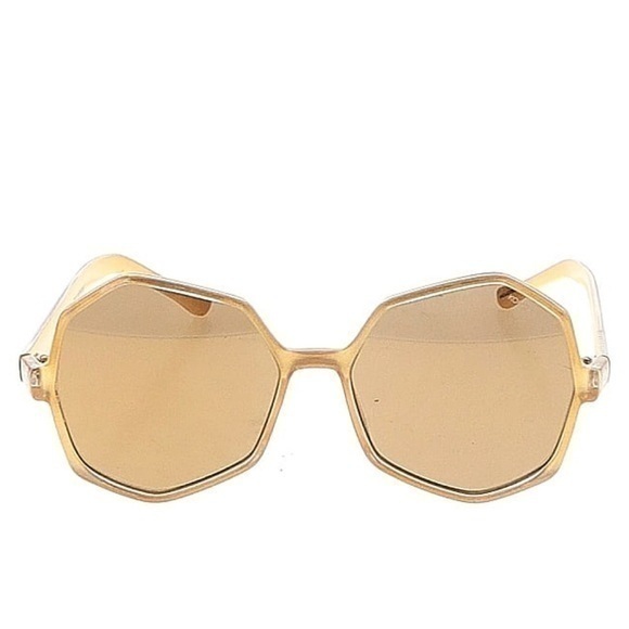 KOMONO Bonnie Clear Gold Sunglasses NEW Geometric Oversized